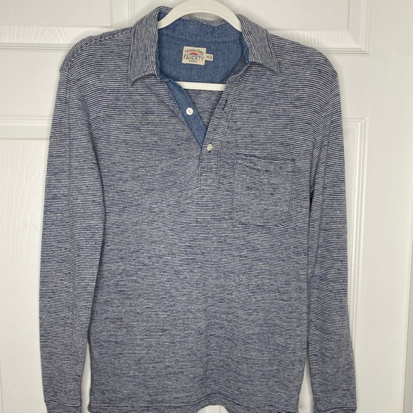 Faherty Collared Pullover Long Sleeve Top Sz XS - Picture 9 of 11